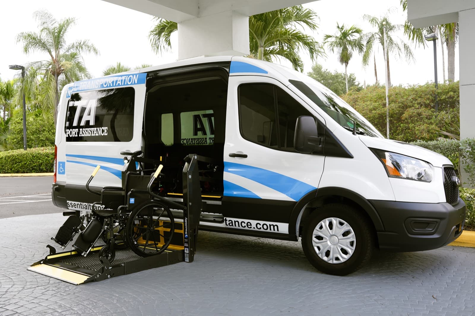 ETA wheelchair-accessible van with the lift deployed for boarding